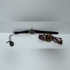 DIAMOND QUARTZ  Black and Brown Bracelet Watch.